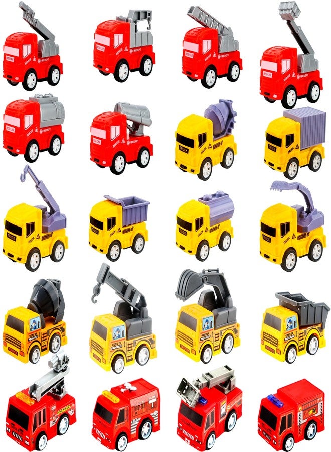 Restroma 20 Pack Mini Pull Back Vehicle Small Pullback Fire Truck Construction Vehicles Military Car Sanitation Toy Trucks Cars for Kids Classroom Prize Goodie Bags Fillers (Color Style 2) - Image 1